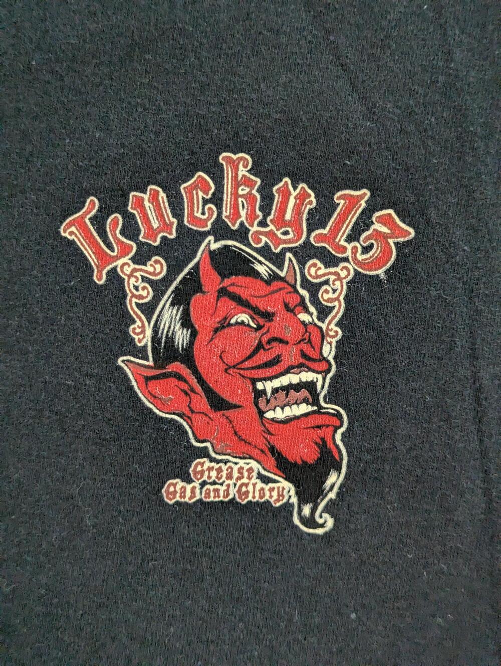 Lucky 13 Shirt Mens M Black Devil Grease Gas And Glory USA Graphic Biker Tee